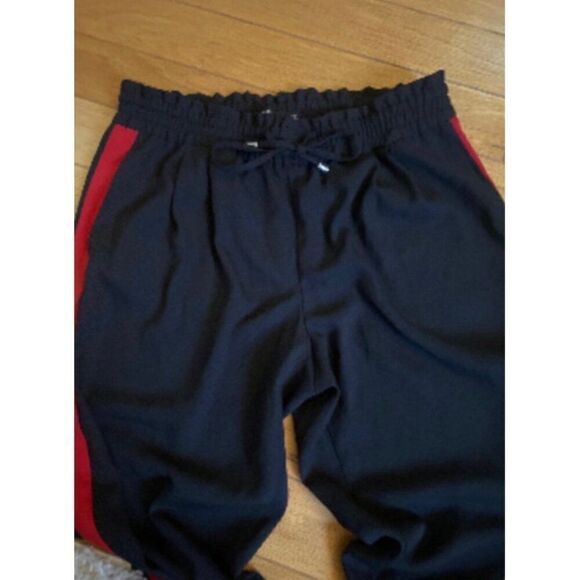 Zara Basic women's red side striped black elastic waist casual pants size medium - Picture 3 of 9
